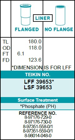 Гильза блока цилиндров ISUZU ELF 4HG1, 8-97351-559-1, LFF39653 хонингованная (к-т 4 шт) (TEIKIN)