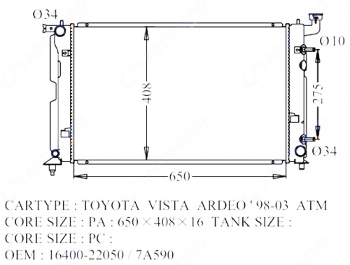 Радиатор VISTA 98-03 TO-0225-26-K (GSP)