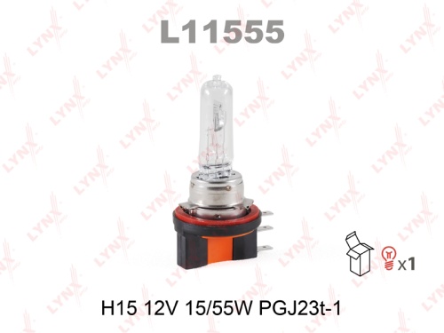 Лампа галогеновая H15 12V 15/55W PGJ23t-1 L11555 (LYNX)