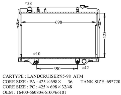Радиатор TOYOTA LAND CRUISER 95-98 TO-0161-48 (GSP) 
