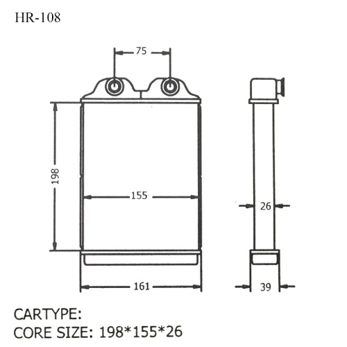 Радиатор отопителя салона HR-108-26-K TOYOTA MARK II, CRESTA, CHASER GX100, JZX100 96-01 (GSP)