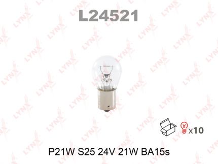 Лампа накаливания 24V 21W P21W BA15s L24521 (LYNX)