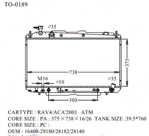 Радиатор RAV4 2000-2005 TO-0189-16-K (GSP)