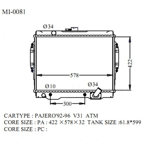 Радиатор MMC PAJERO 92-96 MI-0081-40-AT-K (GSP)