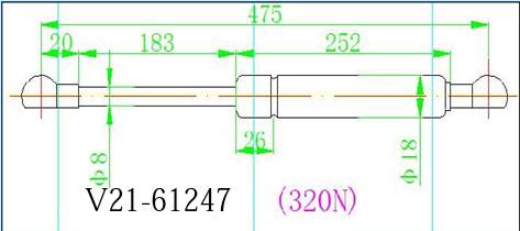Амортизатор капота MARK II/CRESTA/CHASER GX100, JZX100 96-01г. 53440-29105, V21-61247 (JETT)