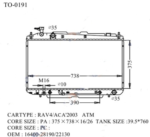 Радиатор RAV4 00-05 TO-0191-16-K (GSP)
