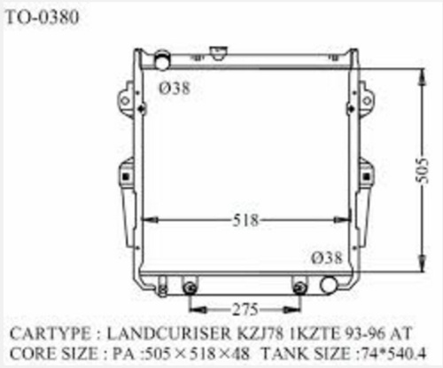 Радиатор LAND CRUISER 93 TO-0380-48-K (GSP)
