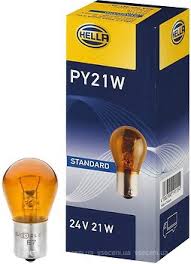 Лампа накаливания 21w 24v PY21w bau15s 8GA006841-241 желтая (HELLA)