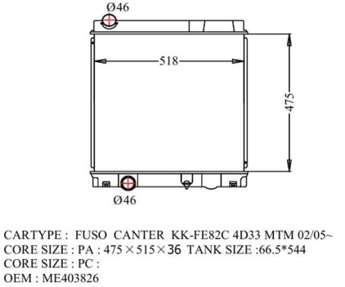 Радиатор FUSO CANTER 02-05 MI-0163-36 (AD) 