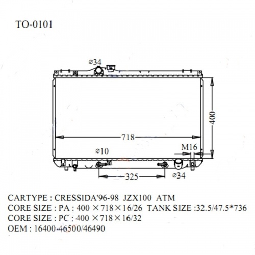 Радиатор CHASER 96-00 TO-0101-26-K (GSP) 
