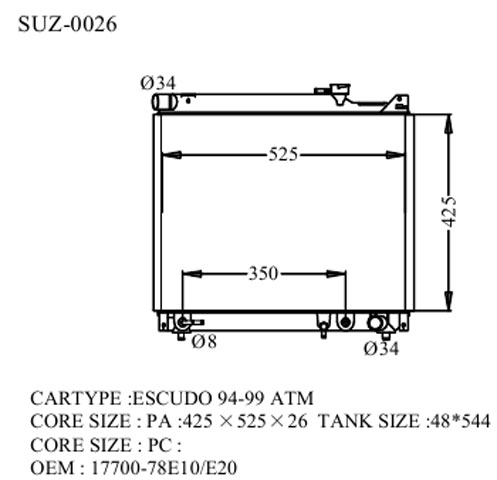 Радиатор ESCUDO 1994-1999 SUZ-0026-26-K (GSP)