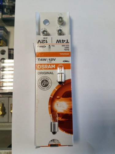 Лампа накаливания T4W BA9s Original 12V 3893 (OSRAM)